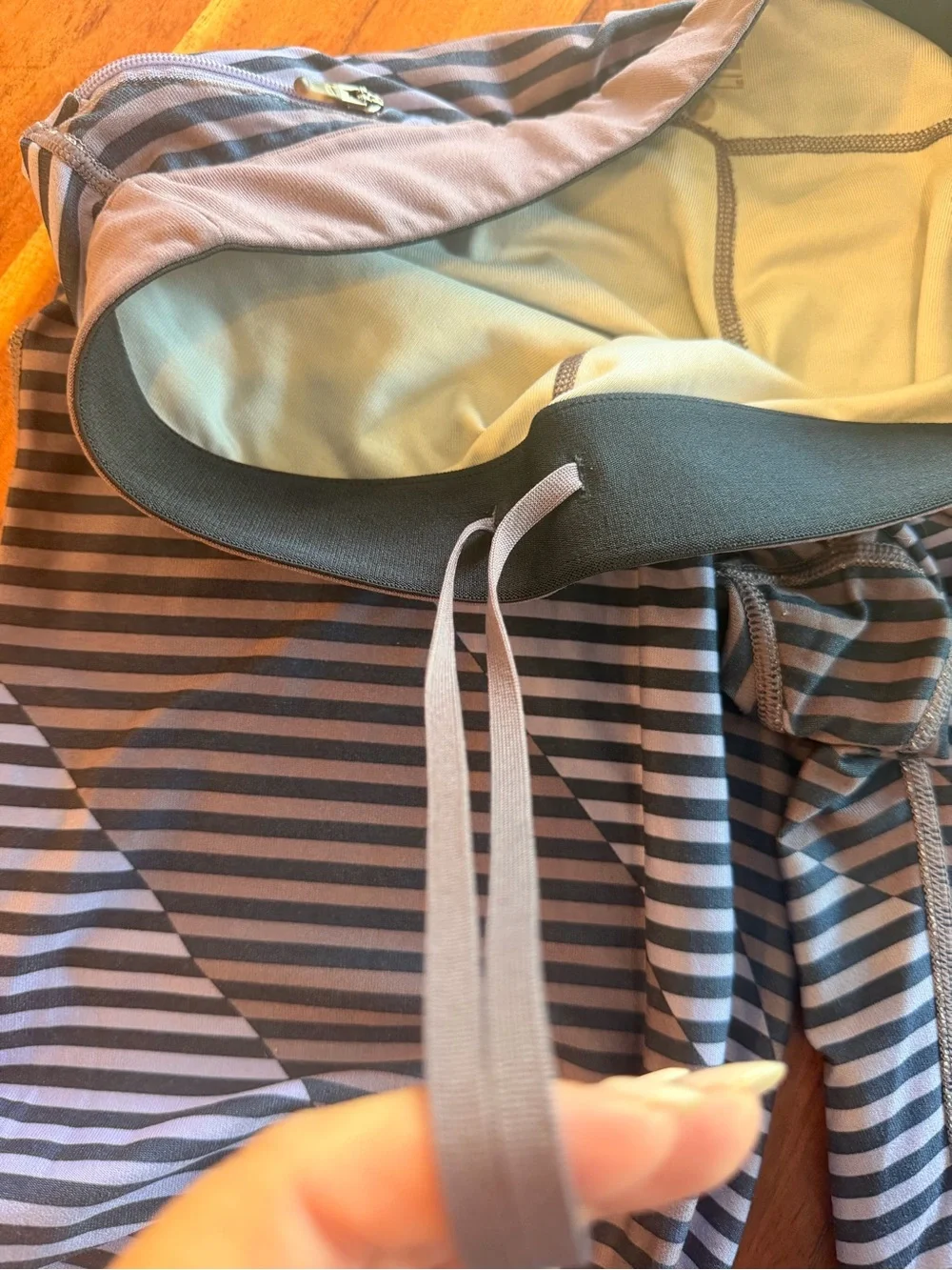 Nike DriFit Blue/ Purple Striped Running Leggings with drawstring